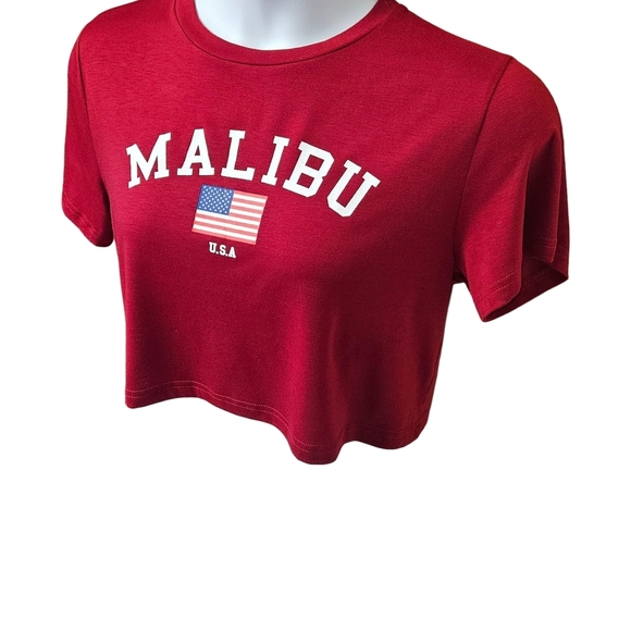 ROMWE Red Crop Top Short Sleeve - Picture 7 of 15